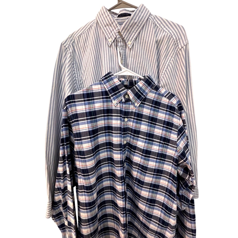 Lands End‎ Sail Rigger Oxford Plaid and Striped Button Down Men's Bundle Size L